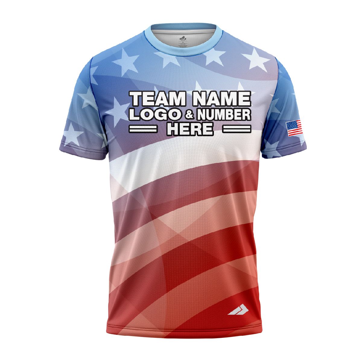 Custom Fully Sublimated USA FLAG Faded Pattern Blue Red White Performance Jersey 766