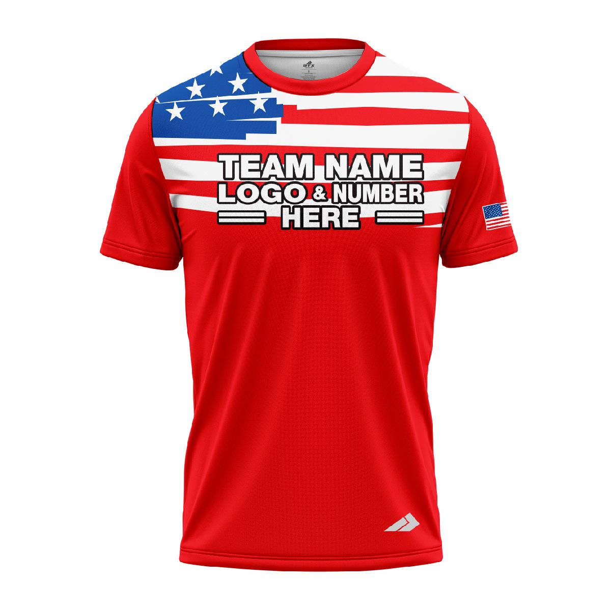 Custom Fully Sublimated USA FLAG on Chest Pattern Blue Red White Performance Jersey 773