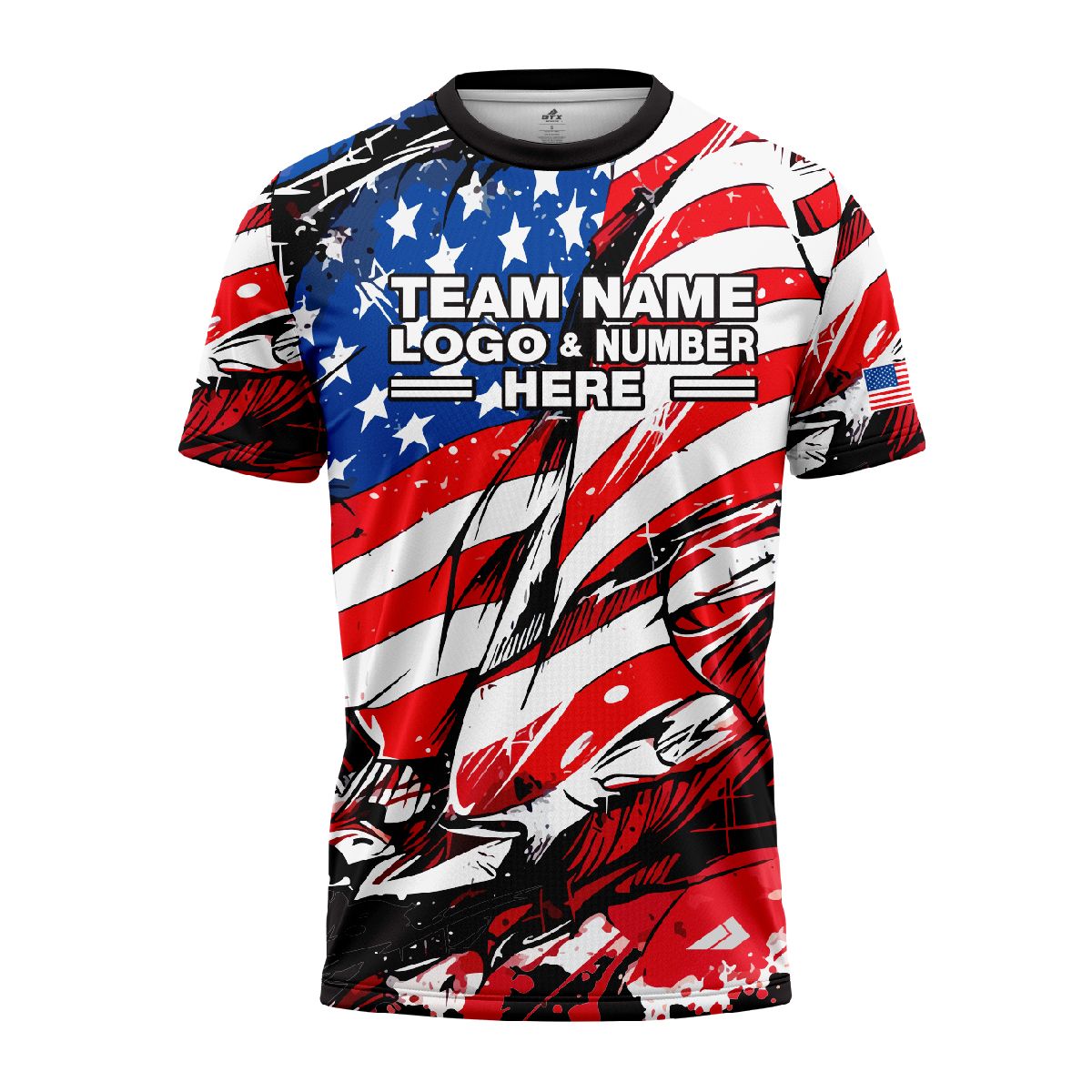 Custom Fully Sublimated USA FLAG Incredible Pattern Blue Red White Performance Jersey 780