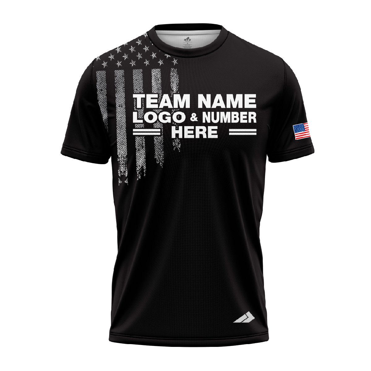 Custom Fully Sublimated USA FLAG Solid Pattern Black Performance Jersey 787