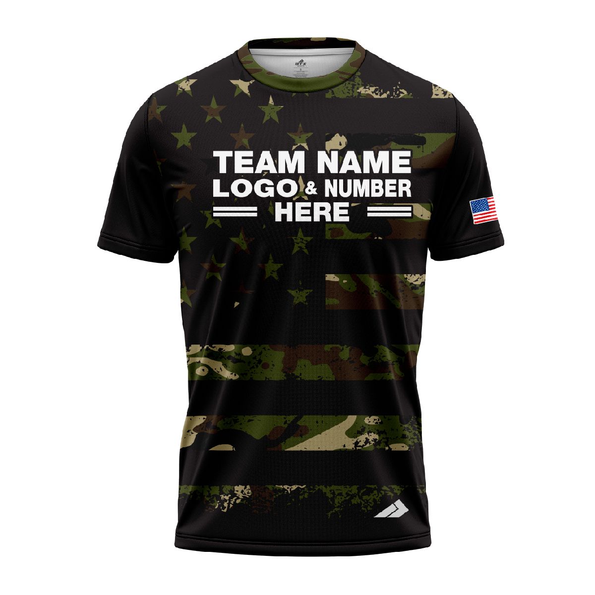 Custom Fully Sublimated USA FLAG Camo Pattern Black Performance Jersey 794