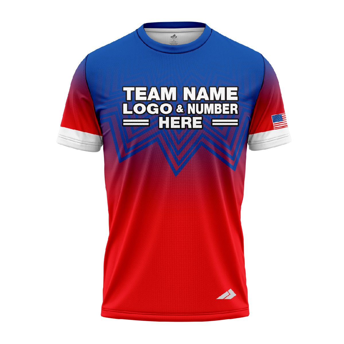 Custom Fully Sublimated USA FLAG Spikes Pattern Red Blue White Performance Jersey 808