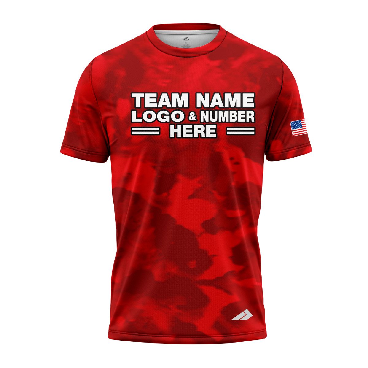 Custom Fully Sublimated USA FLAG Camo Two Pattern Red Performance Jersey 836