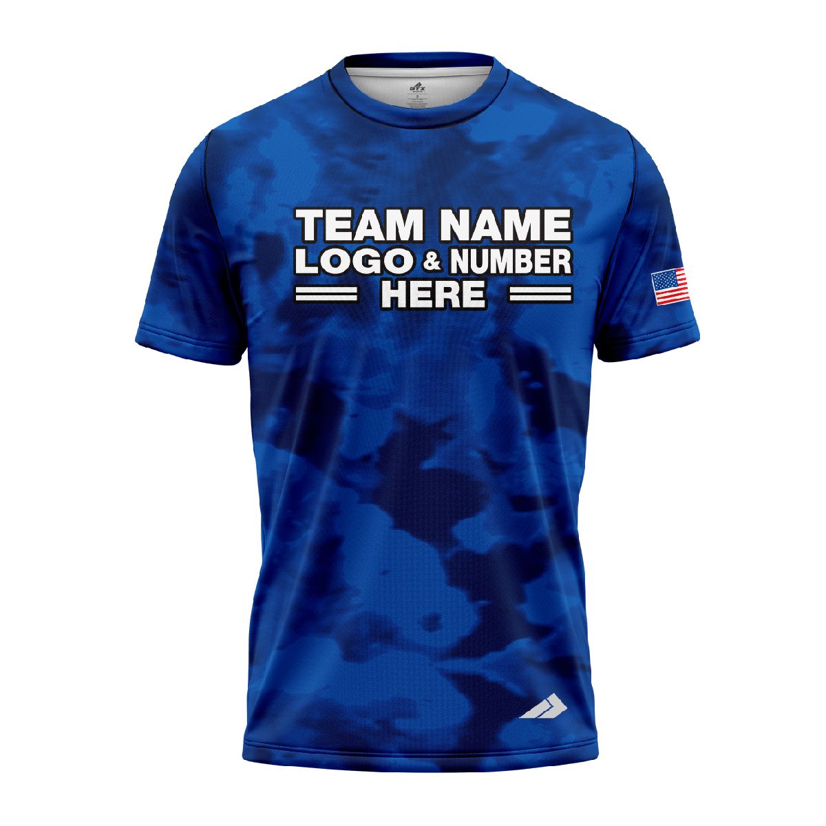 Custom Fully Sublimated USA FLAG Camo Three Pattern Blue Performance Jersey 843