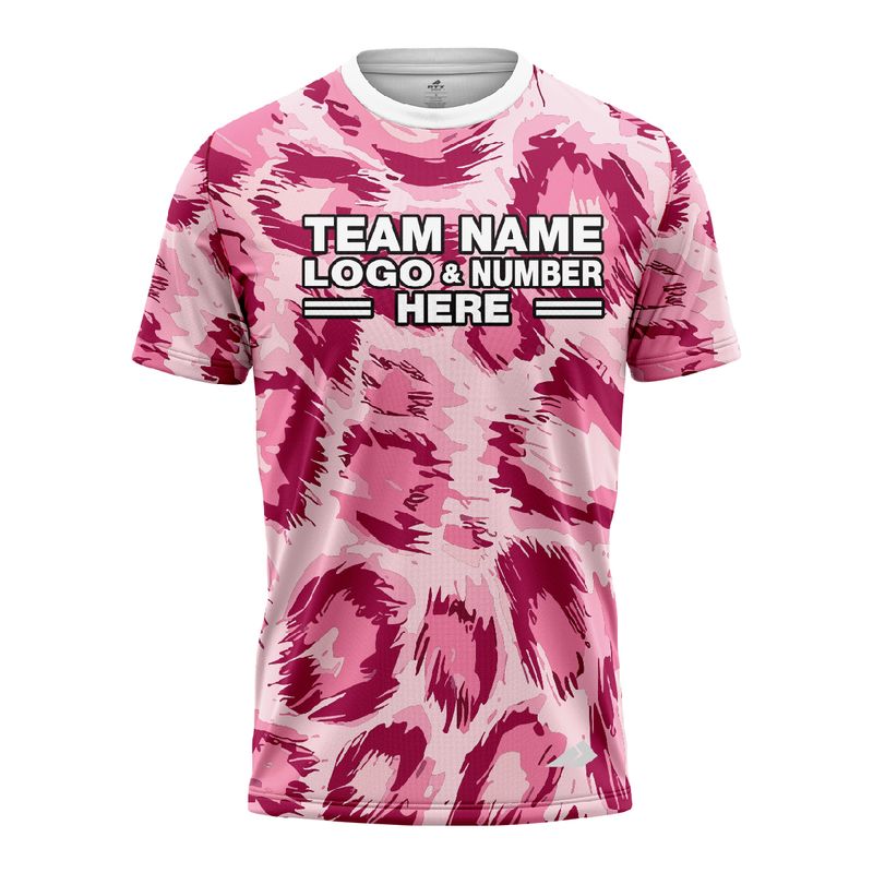 Custom Fully Sublimated Abstract Wild Pink Cheetah Print Performance Jersey 990