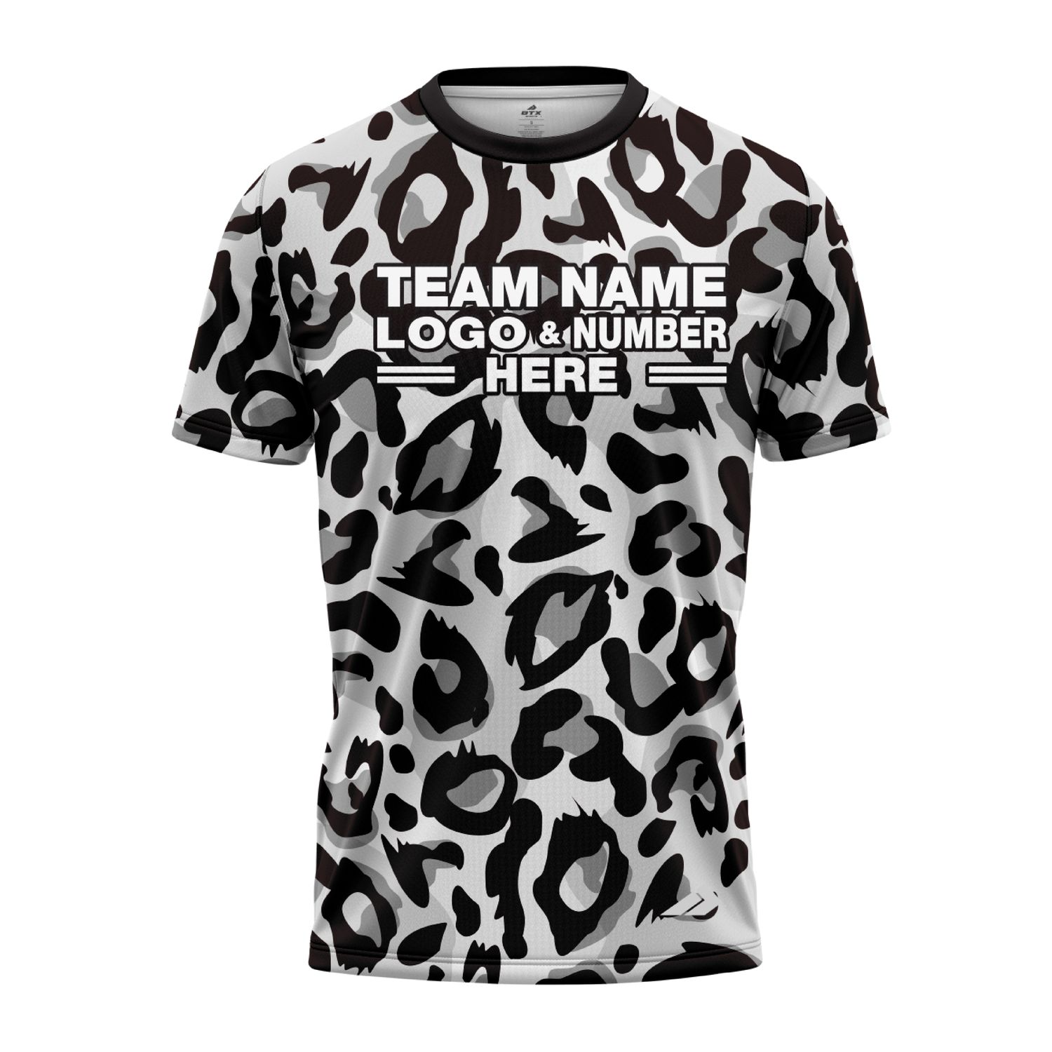 Custom Fully Sublimated Monochrome Leopard Animal Print Black White Performance Jersey 1018
