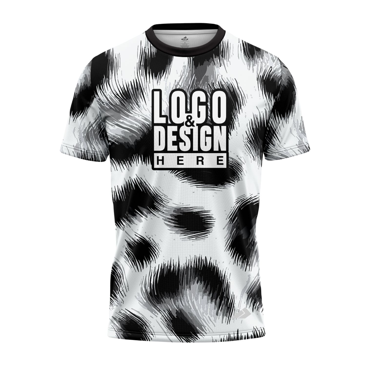 Custom Fully Sublimated Elegant Dynamic Animal Print Black White Performance Jersey 1032