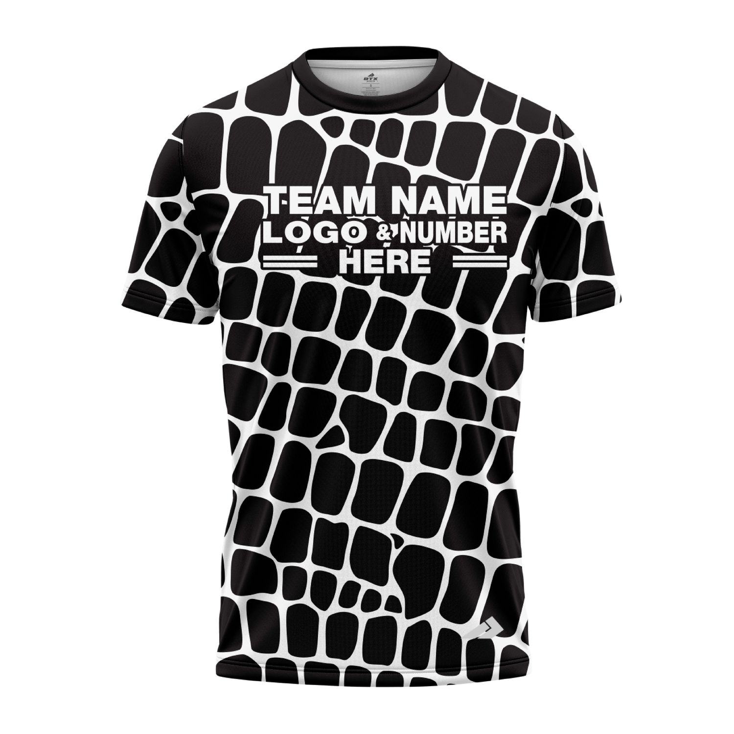 Custom Fully Sublimated Elegant Giraffe Animal Print Black White Performance Jersey 1025