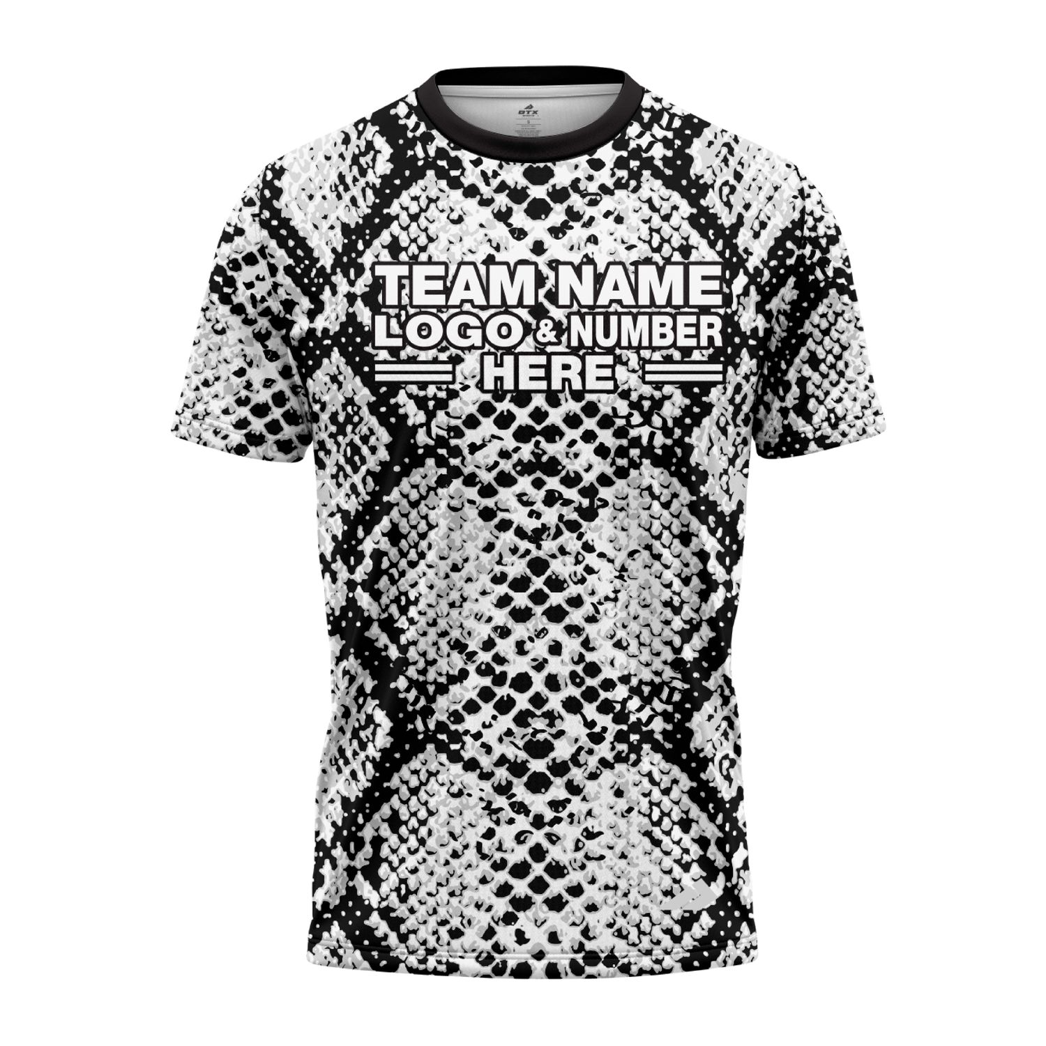 Custom Fully Sublimated Snake Animal Print Black White Performance Jersey 1053