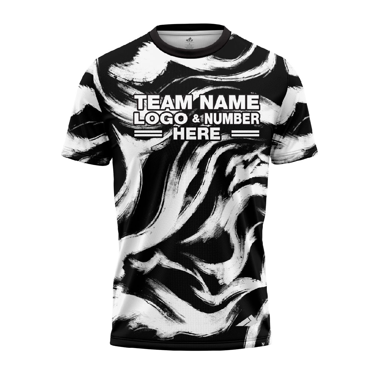 Custom Fully Sublimated Vibrant Monochrome Swirl Print Black White Performance Jersey 1081