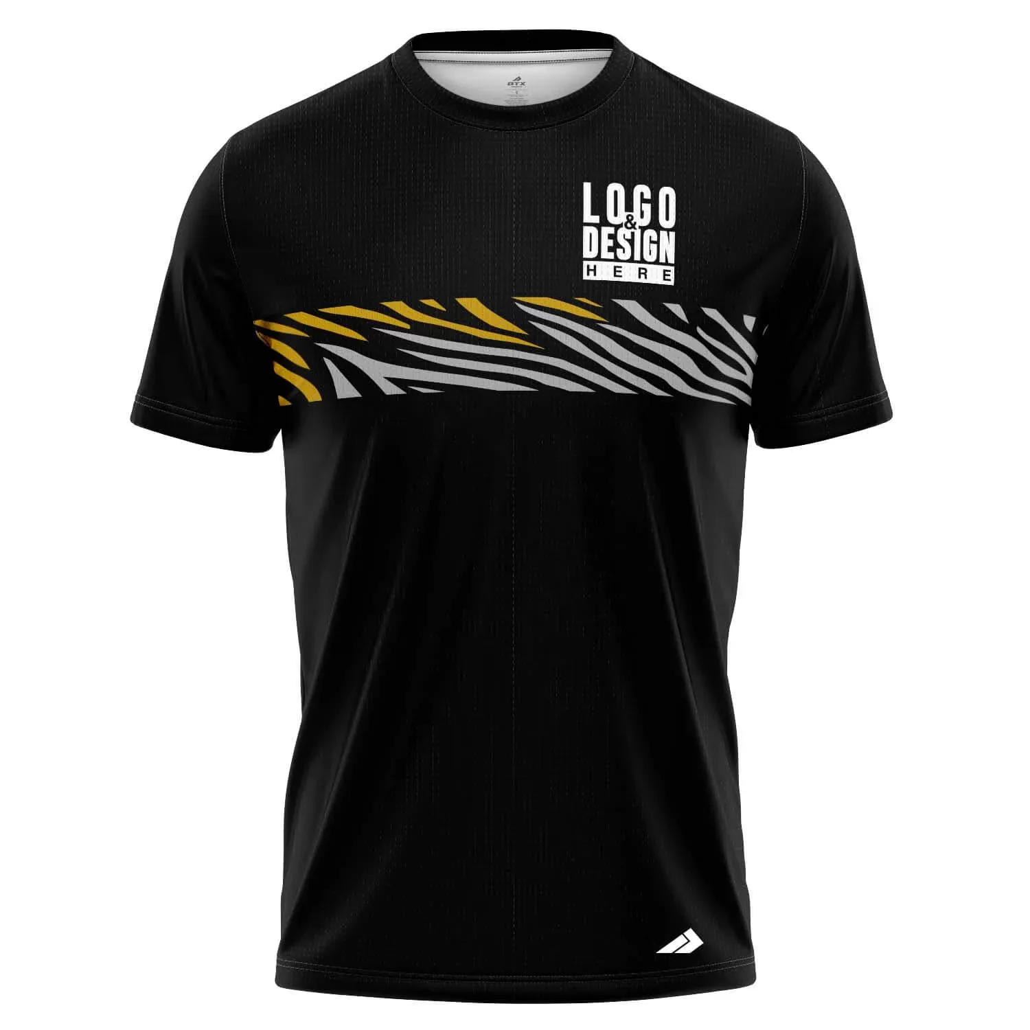 Custom Fully Sublimated Zebra Chest Line Animal Print Black Gray Yellow Performance Jersey 927