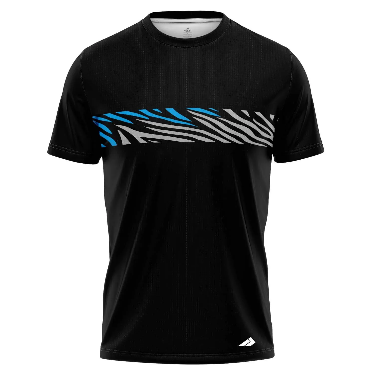 Custom Fully Sublimated Zebra Chest Line Animal Print Black Gray Blue Performance Jersey 941