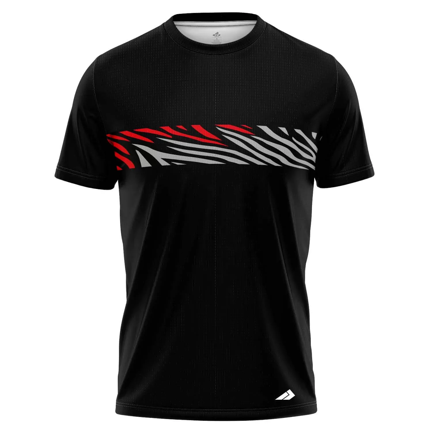 Custom Fully Sublimated Zebra Chest Line Animal Print Black Gray Red Performance Jersey 948