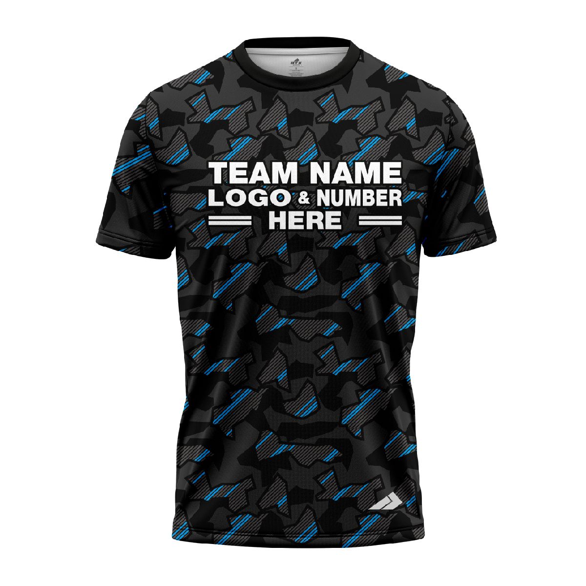 Custom Fully Sublimated Sports Camo Pattern Neon Blue Black Performance Jersey 1221