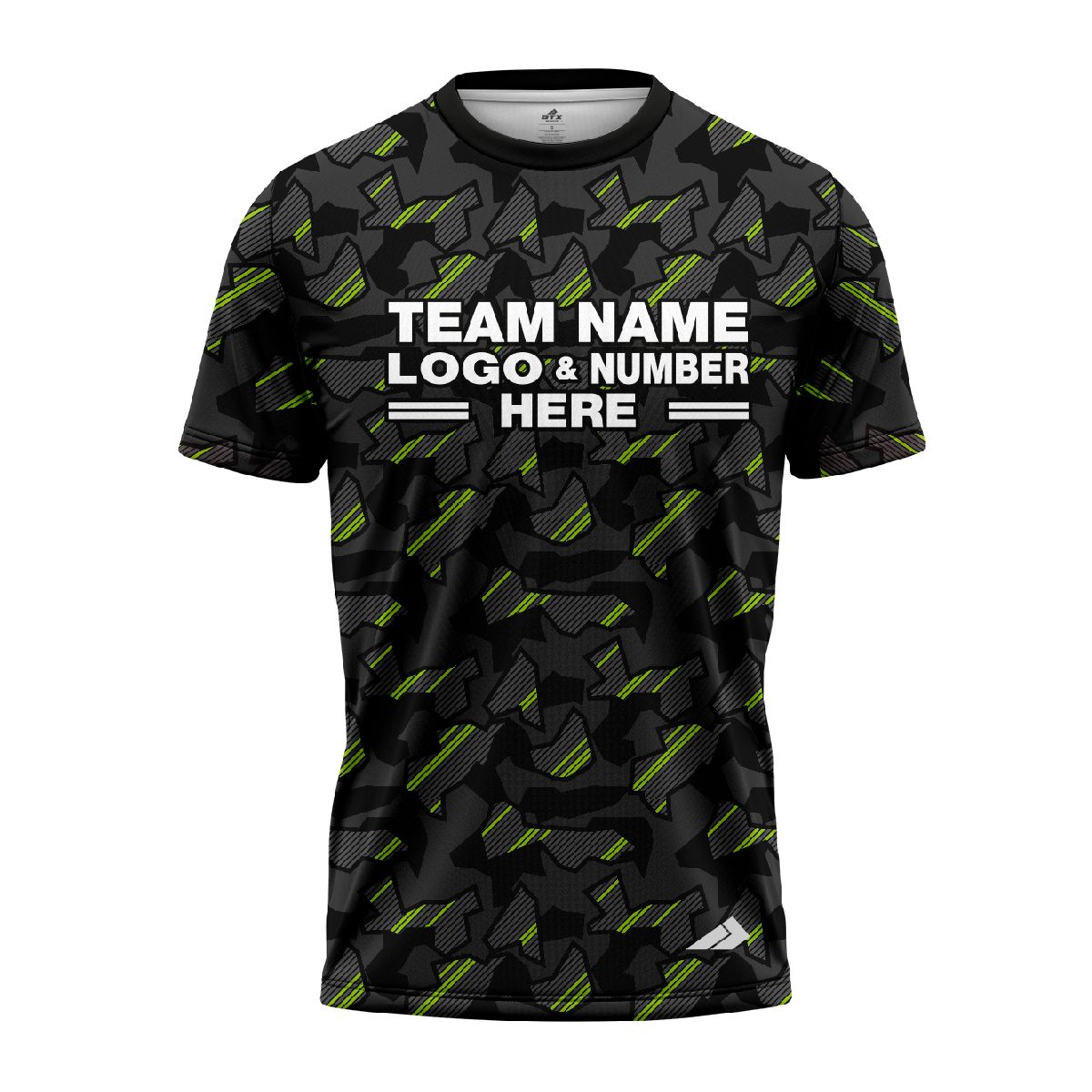 Custom Fully Sublimated Sports Camo Pattern Neon Green Black Performance Jersey 1214