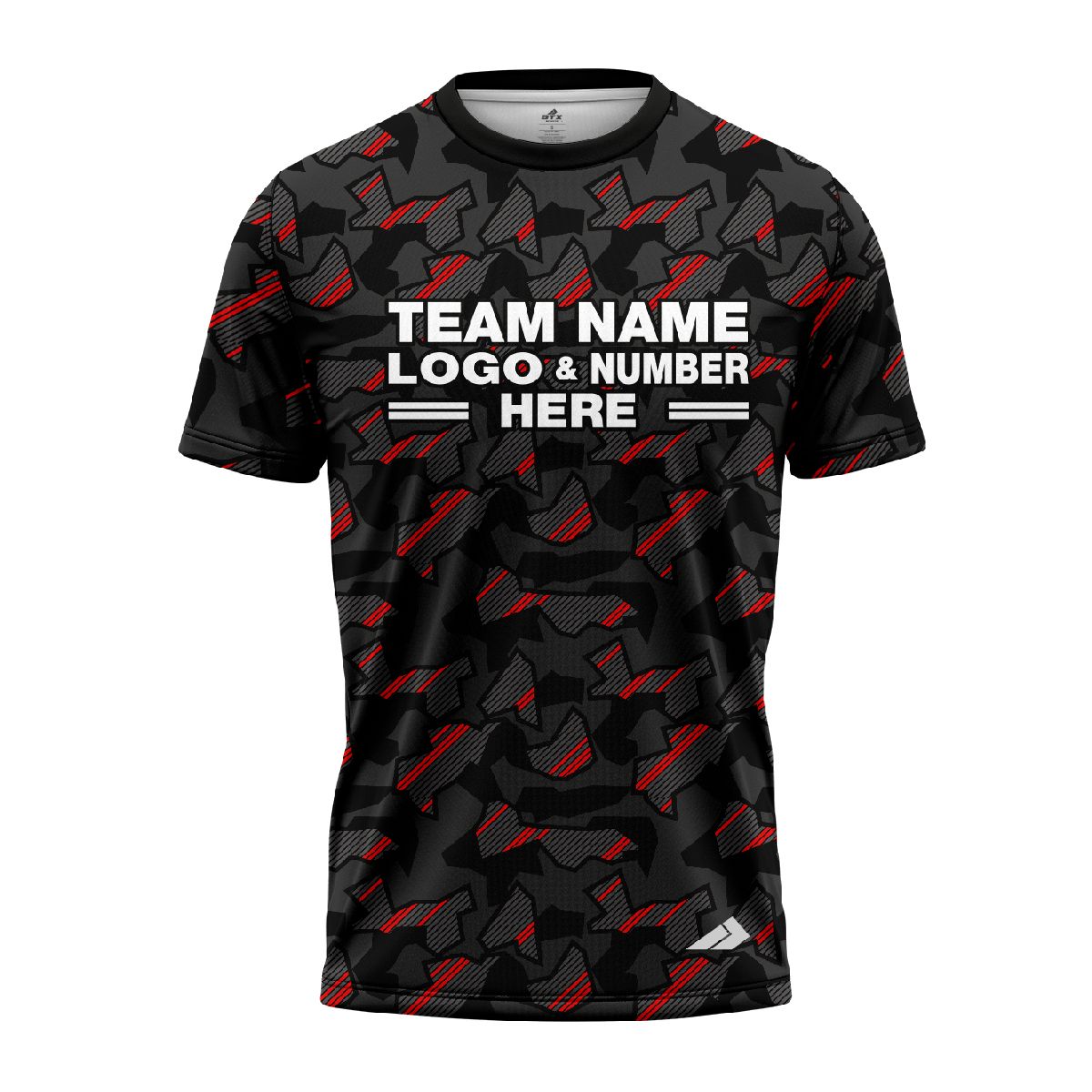 Custom Fully Sublimated Sports Camo Pattern Neon Red Black Performance Jersey 1228