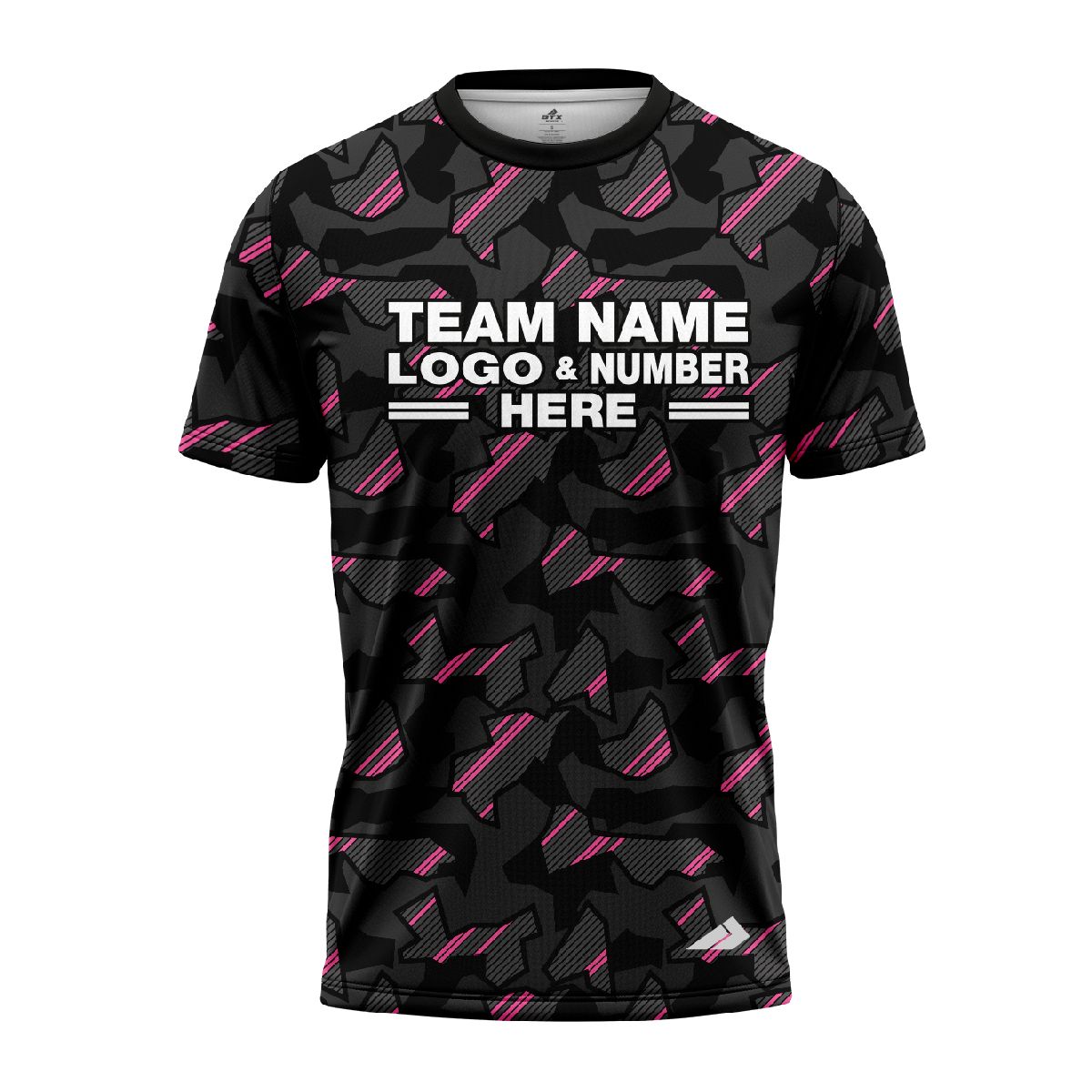 Custom Fully Sublimated Sports Camo Pattern Pink Black Performance Jersey 1242