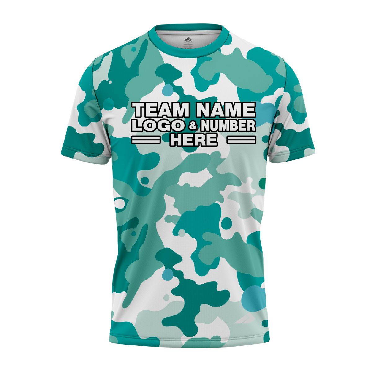 Custom Fully Sublimated Vibrant Camo Pattern Texture Teal Performance Jersey 1277