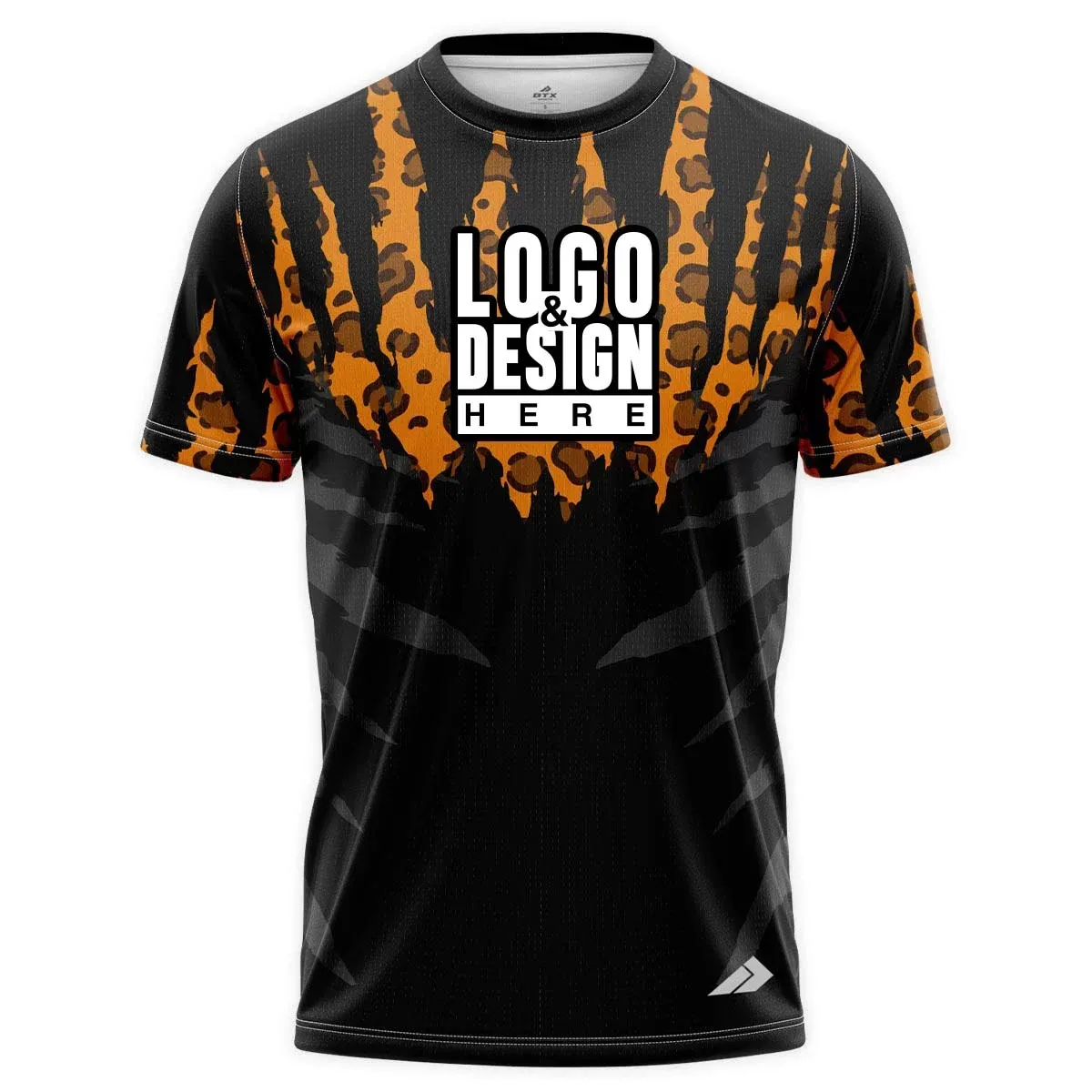 Custom Fully Sublimated Wild Animal Print Pattern Black Orange Performance Jersey 878