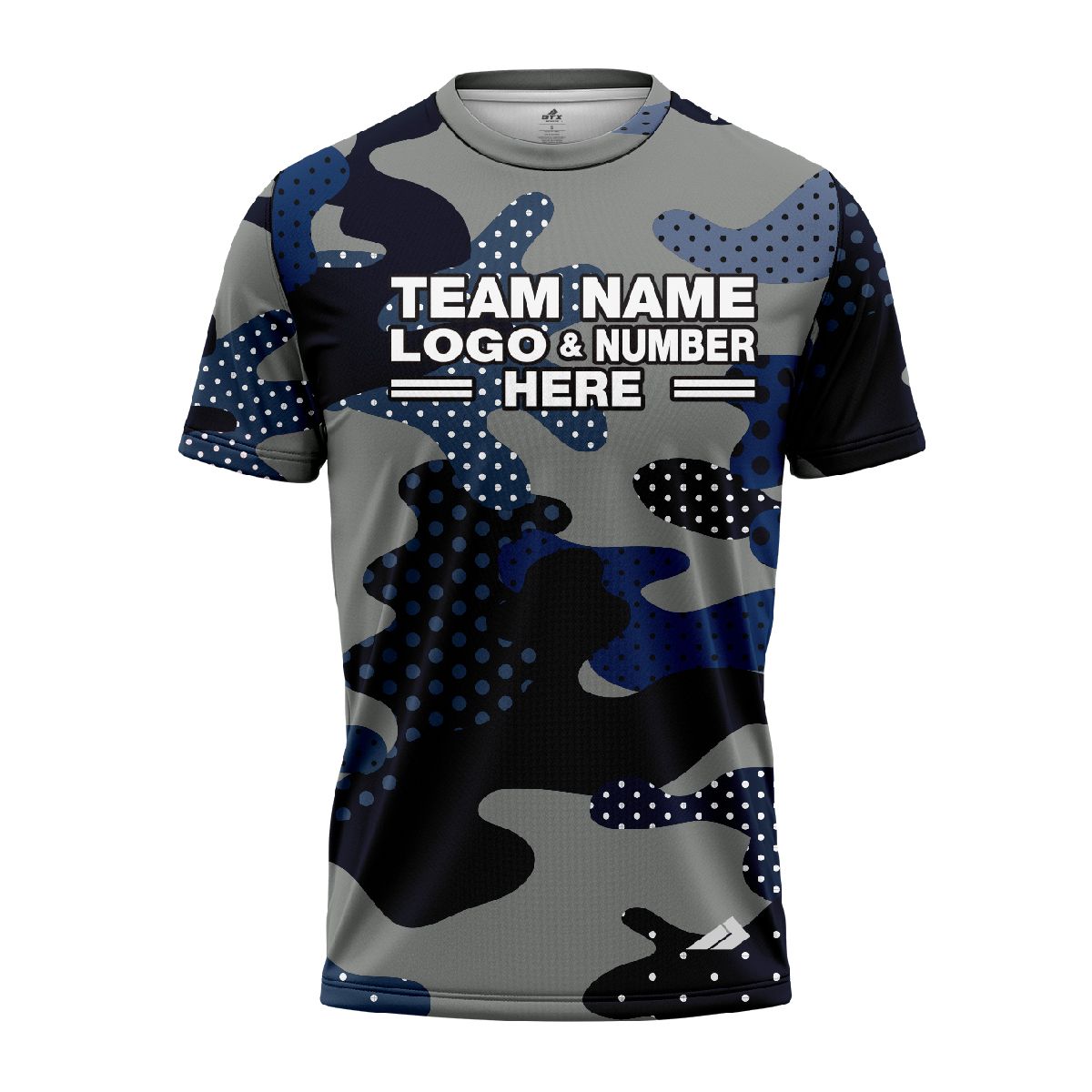 Custom Fully Sublimated Woodland Camo Pattern Dark Blue Gray Black Performance Jersey 1347
