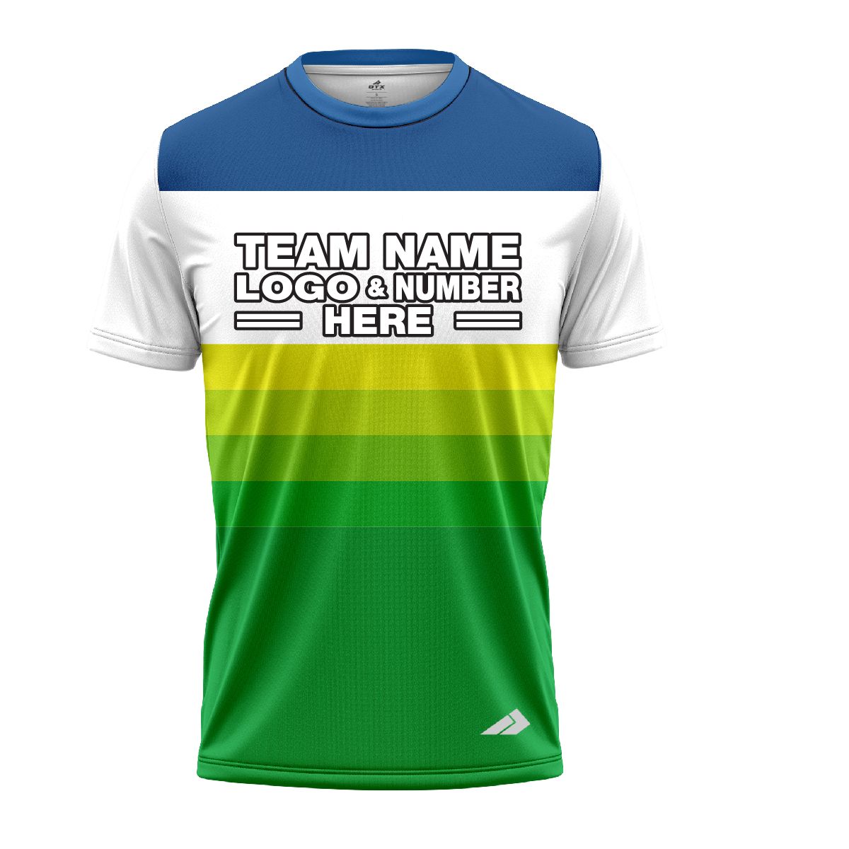Custom Fully Sublimated Retro Stripe Neon Pattern Blue Green  Performance Jersey 1735