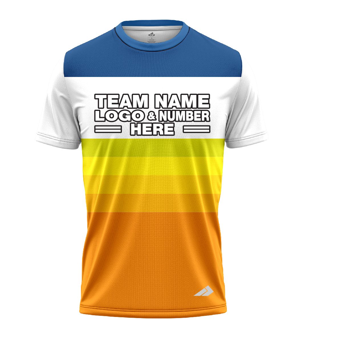 Custom Fully Sublimated Retro Stripe Neon Pattern Blue Yellow Orange Performance Jersey 1749