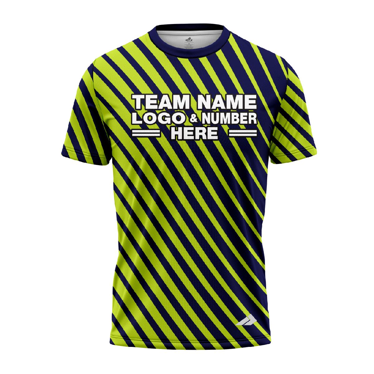 Custom Fully Sublimated Bold Lines Neon Pattern Green Navy Blue Performance Jersey 1805