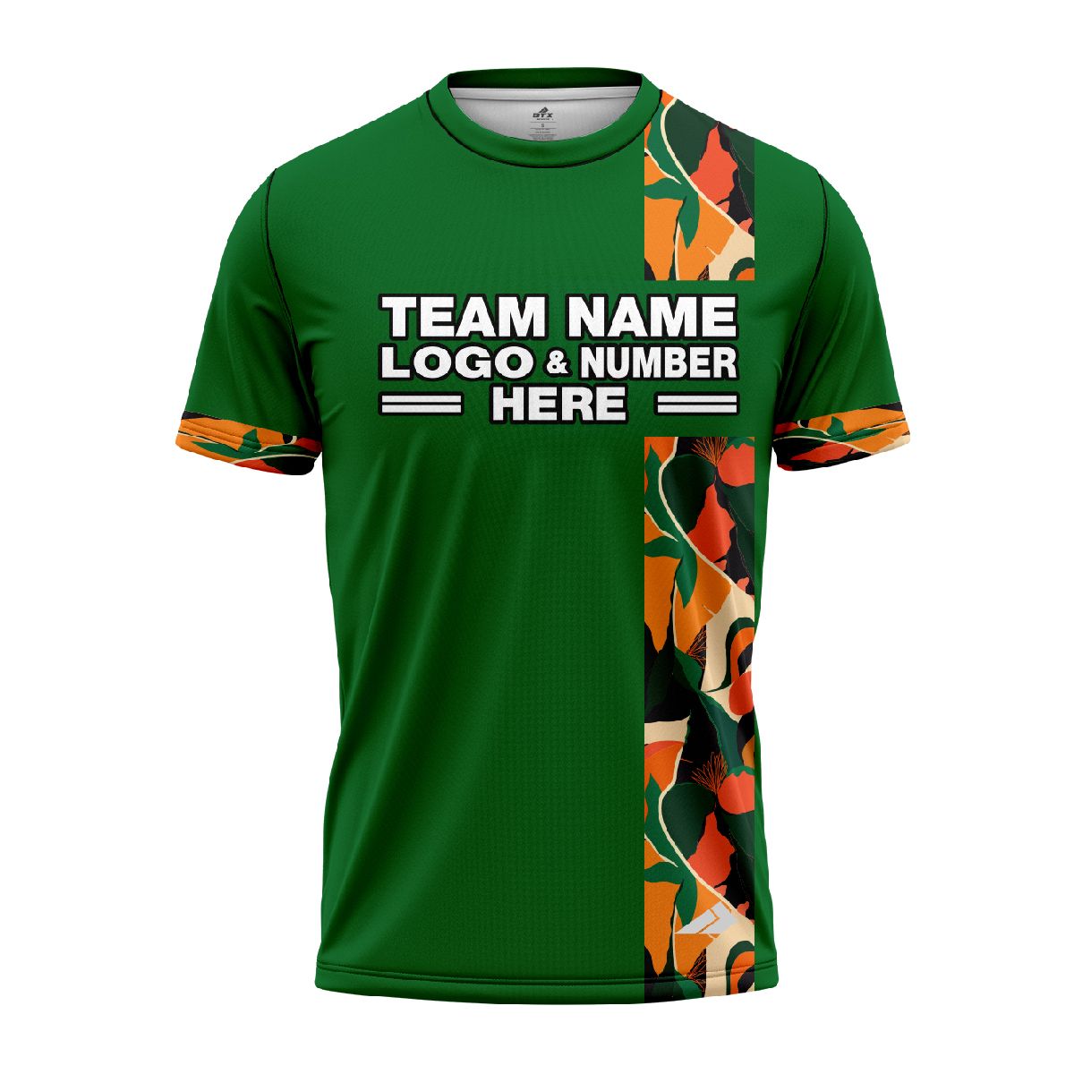 Custom Fully Sublimated Vertical Floral Pattern Green Orange Performance Jersey 1875
