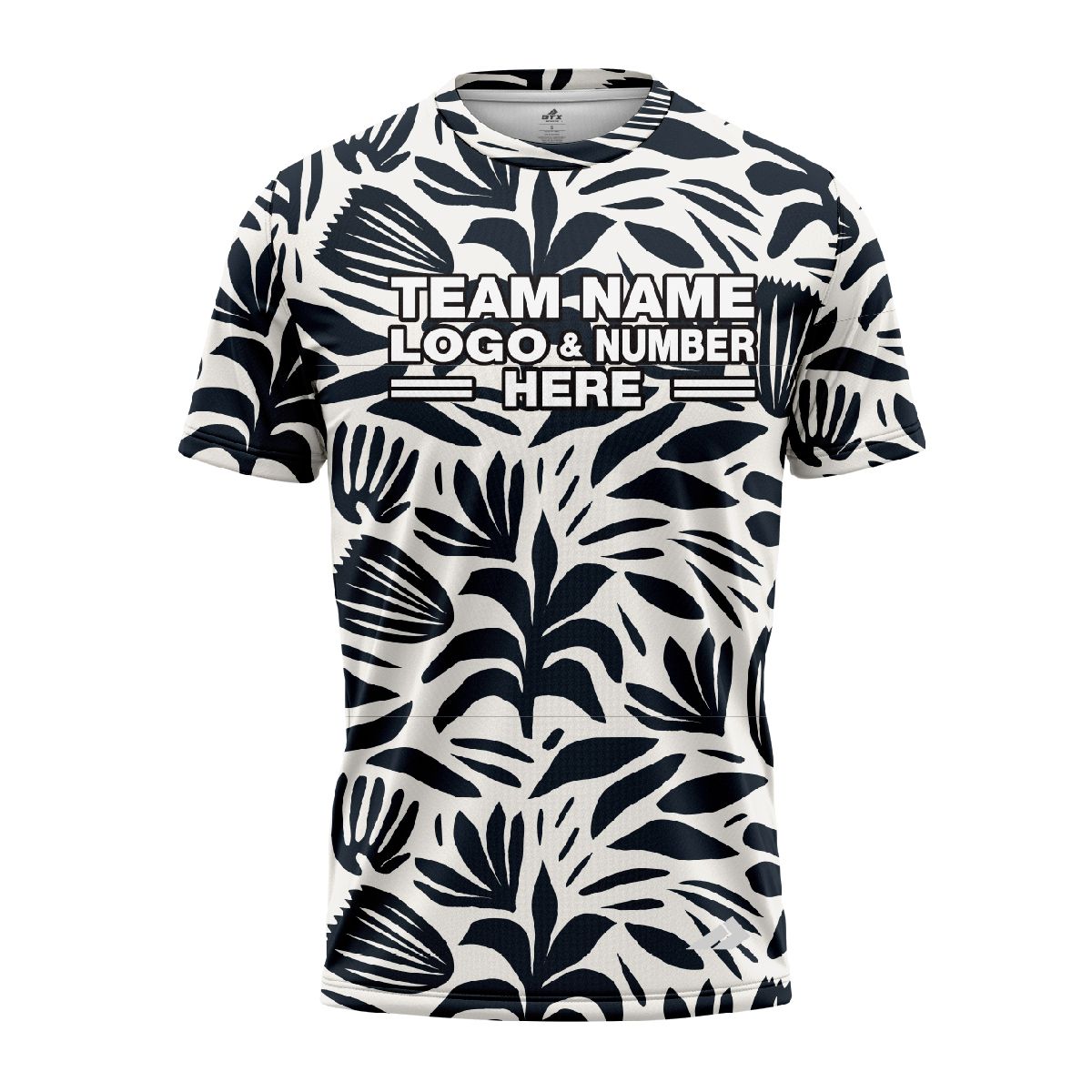 Custom Fully Sublimated Botanical Floral Pattern Black White Performance Jersey 1882