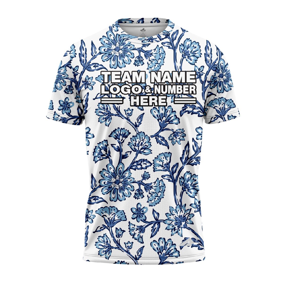 Custom Fully Sublimated Watercolor Floral Pattern Blue White Performance Jersey 1896