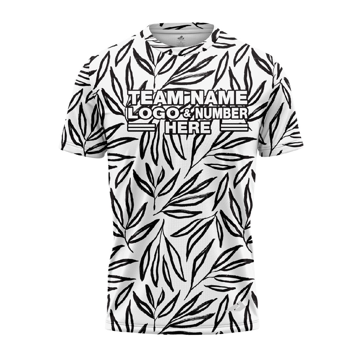 Custom Fully Sublimated Monochrome Botanical Floral Pattern White Black Performance Jersey 1959