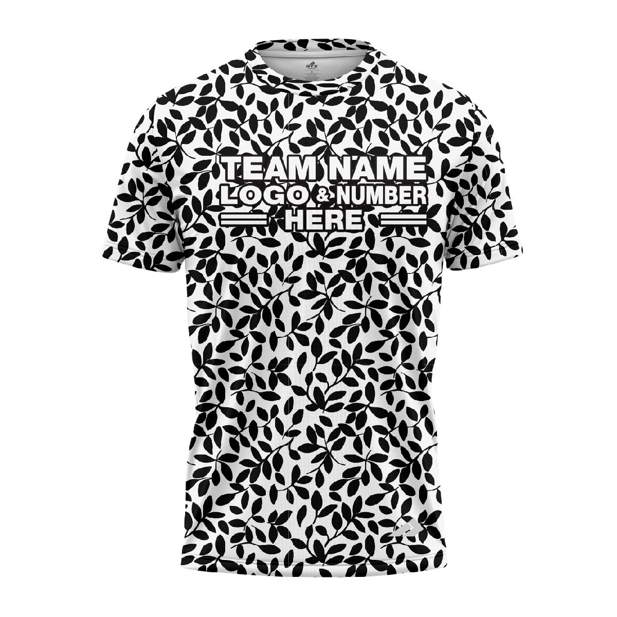 Custom Fully Sublimated Elegant Leaf Floral Pattern White Black Teal Performance Jersey 1973