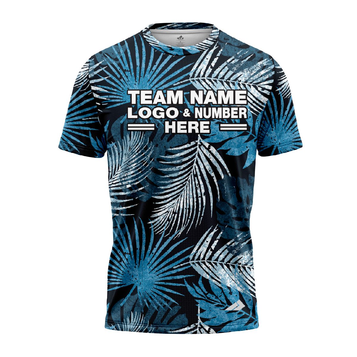 Custom Fully Sublimated Blue Foliage Floral Two Pattern Black Blue White Performance Jersey 1994