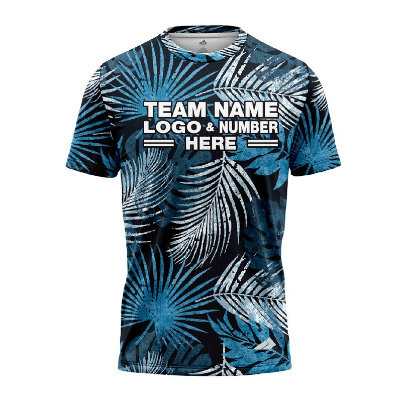Custom Fully Sublimated Blue Foliage Floral Two Pattern Black Blue White Performance Jersey 1994