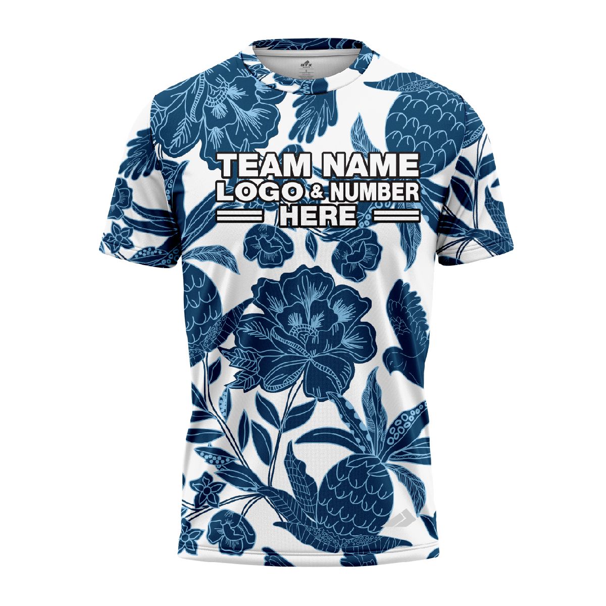 Custom Fully Sublimated Botanical Floral Two Pattern Blue White Performance Jersey 2015