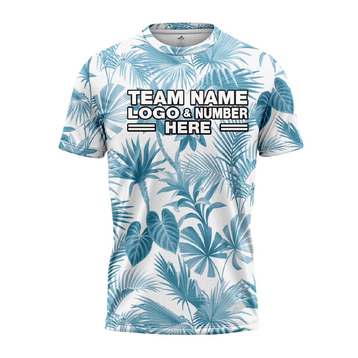 Custom Fully Sublimated Elegant Leaf Floral Two Pattern White Blue Performance Jersey 2050