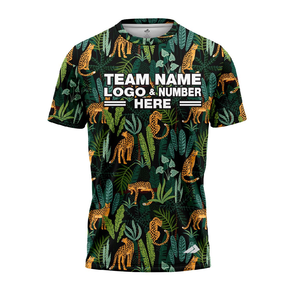 Custom Fully Sublimated Wild Jungle Floral Pattern Black Gold Green Performance Jersey 2057