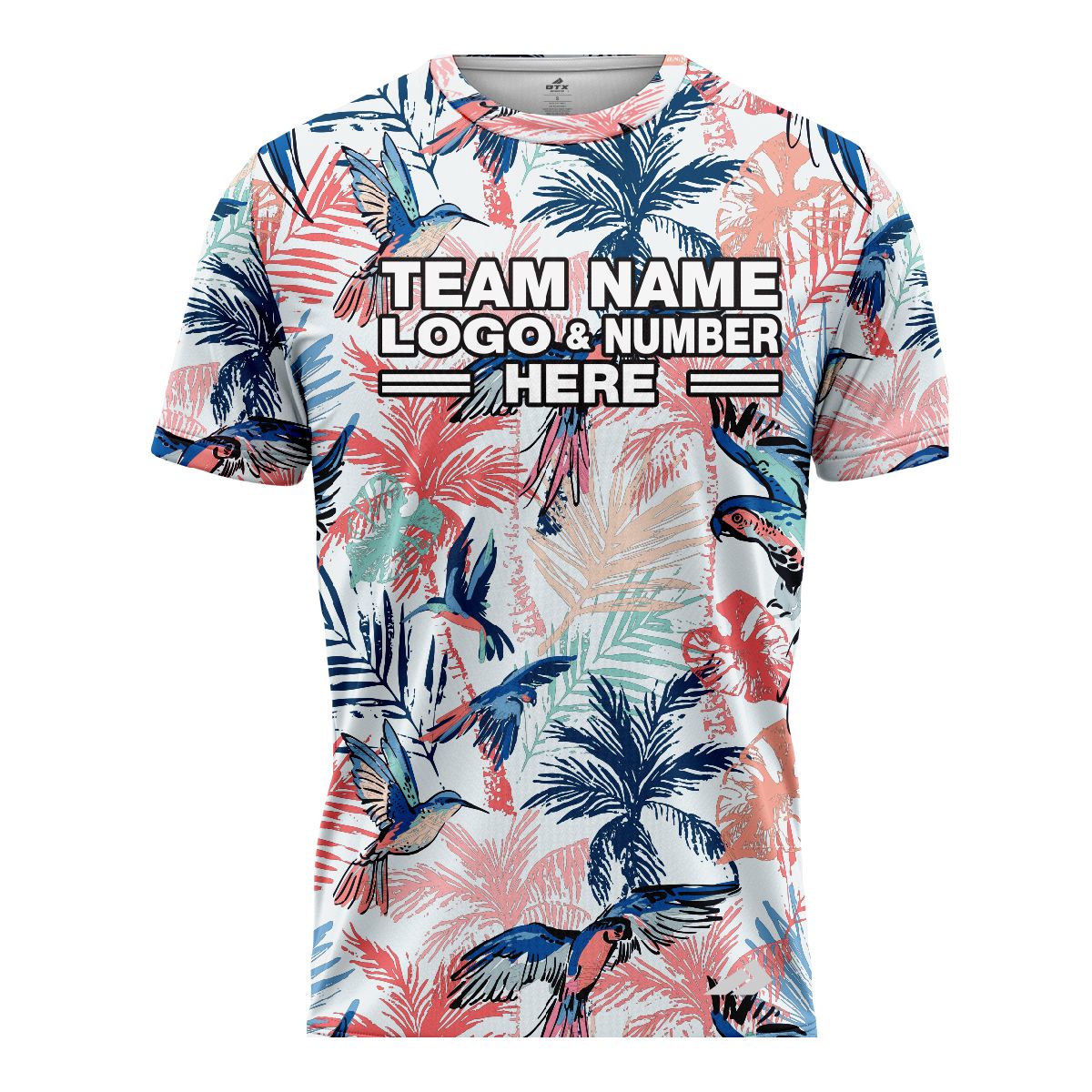 Custom Fully Sublimated Tropical Beach Floral Pattern White Pink Black Performance Jersey 2071