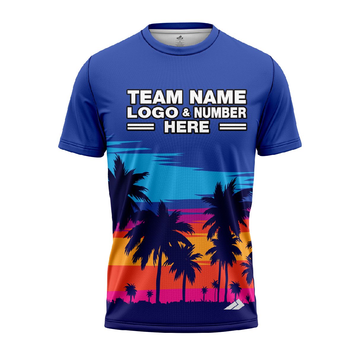 Custom Fully Sublimated Sunset  Tropical Floral Pattern Blue Multicolor Performance Jersey 2078