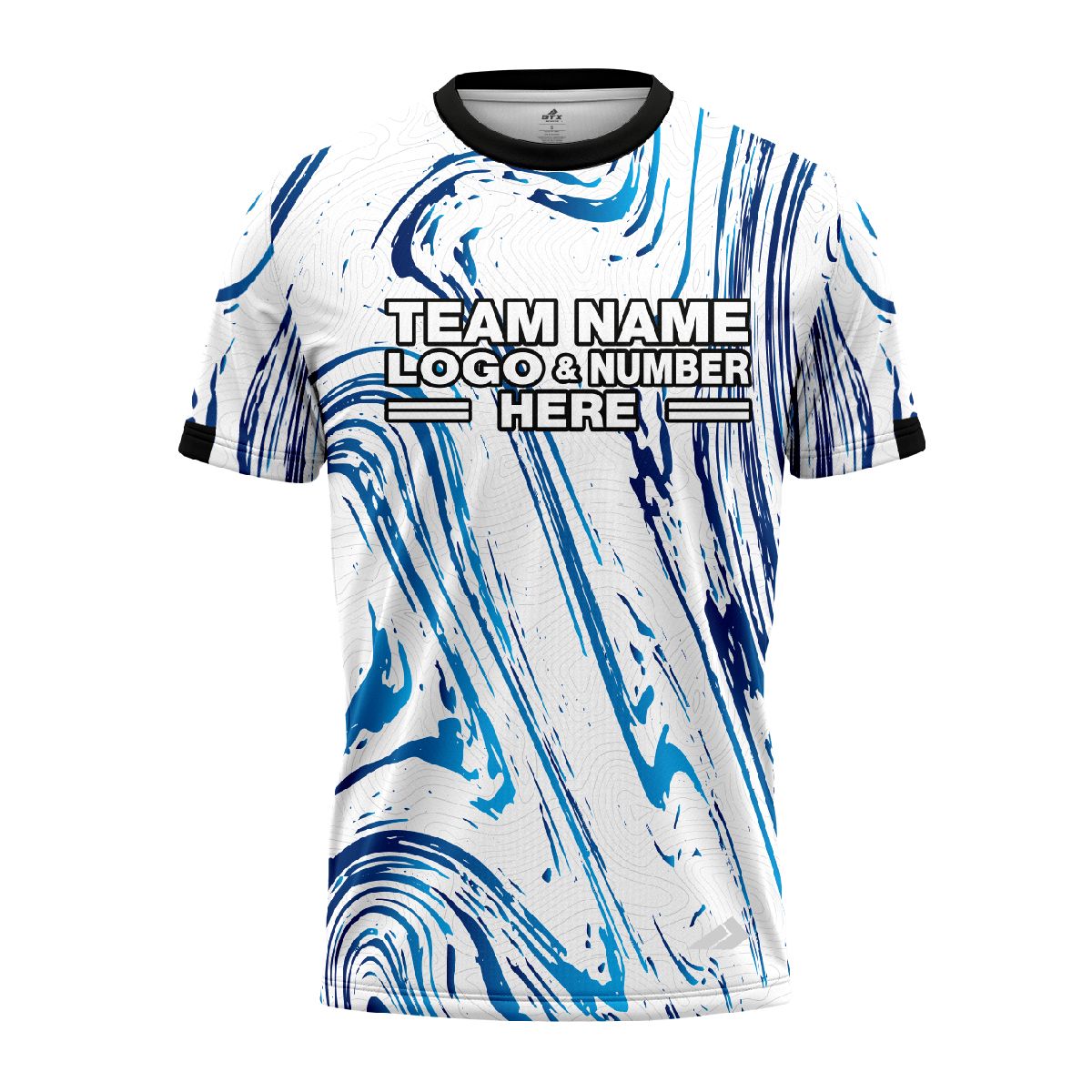 Custom Fully Sublimated Wave Fishing Pattern Blue Performance Jersey 2472
