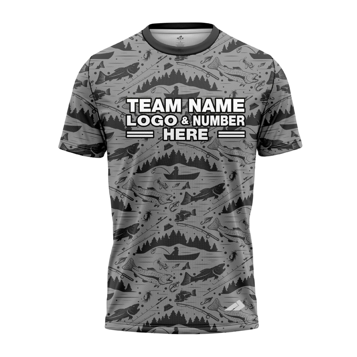 Custom Fully Sublimated Mosaic  Fishing Pattern Gray Performance Jersey 2553