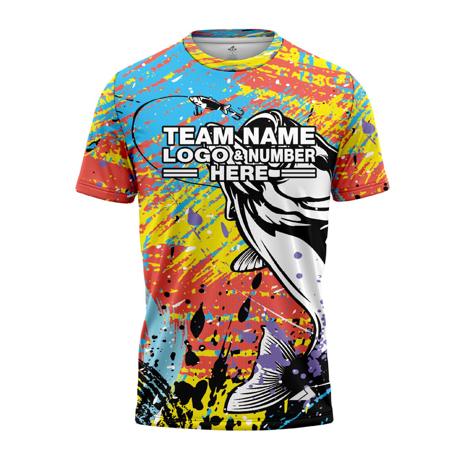 Custom Fully Sublimated Tie Dye Fishing Pattern Multicolor Performance Jersey 2574