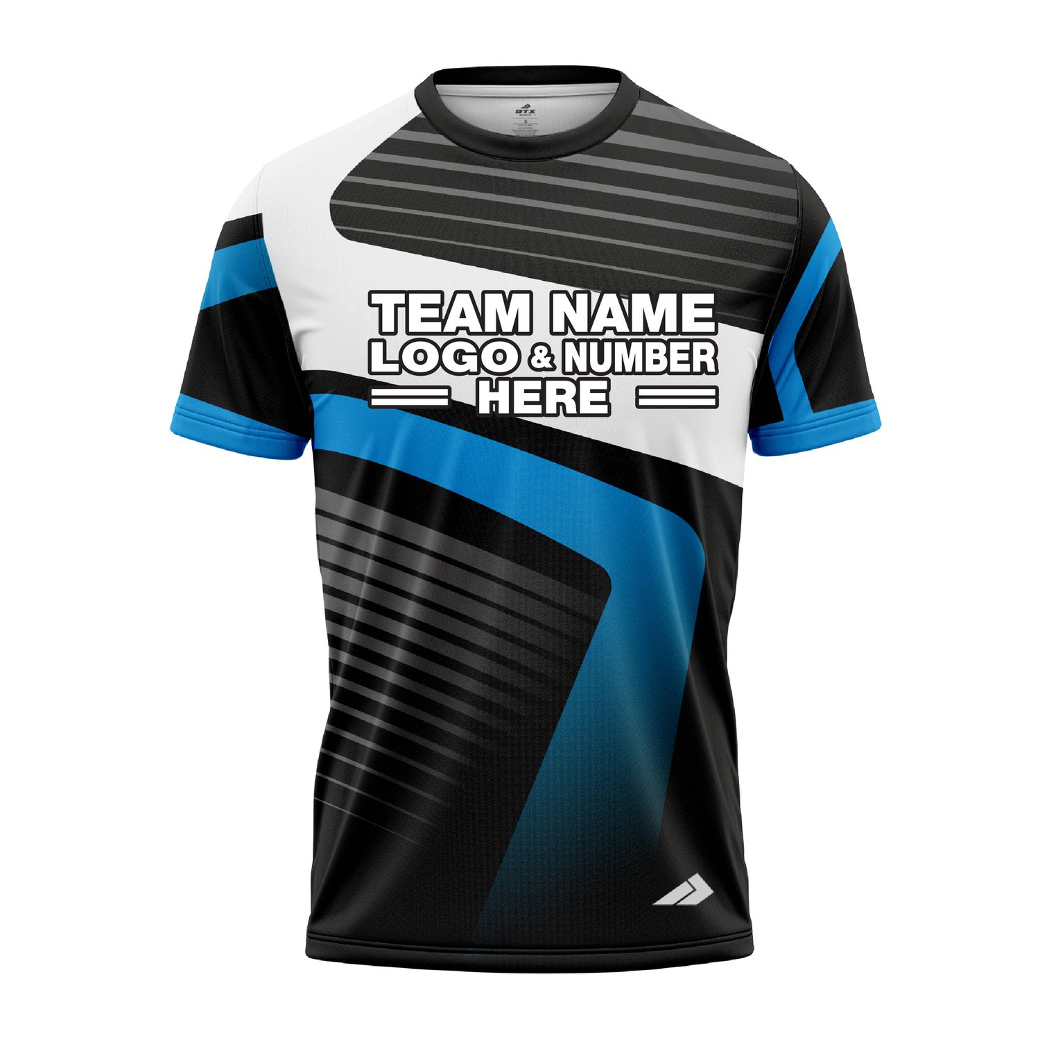 Custom Fully Sublimated ATV Modern Pattern Black White Blue Performance Jersey 2637
