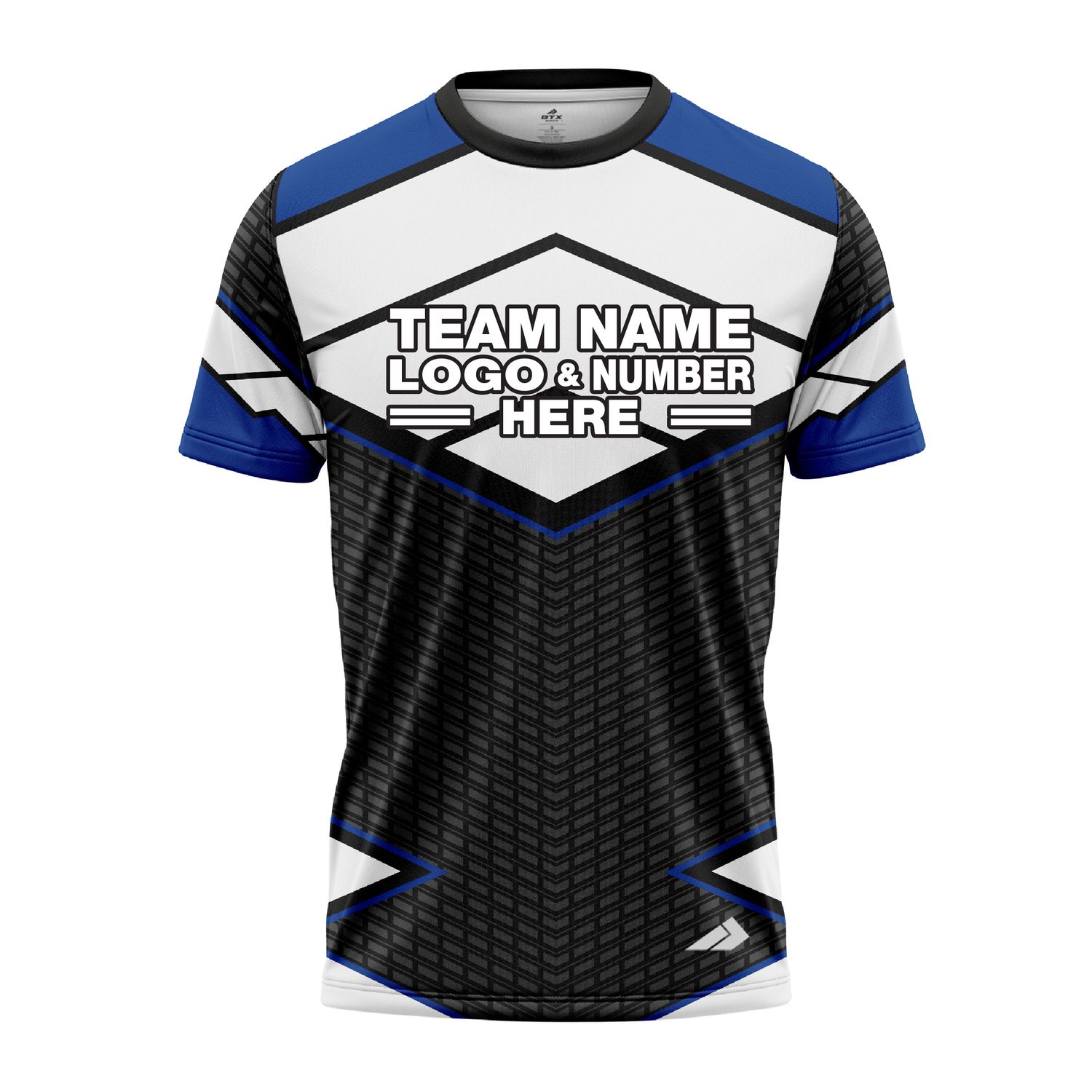 Custom Fully Sublimated BMX Modern Pattern Black White Blue Performance Jersey 2644