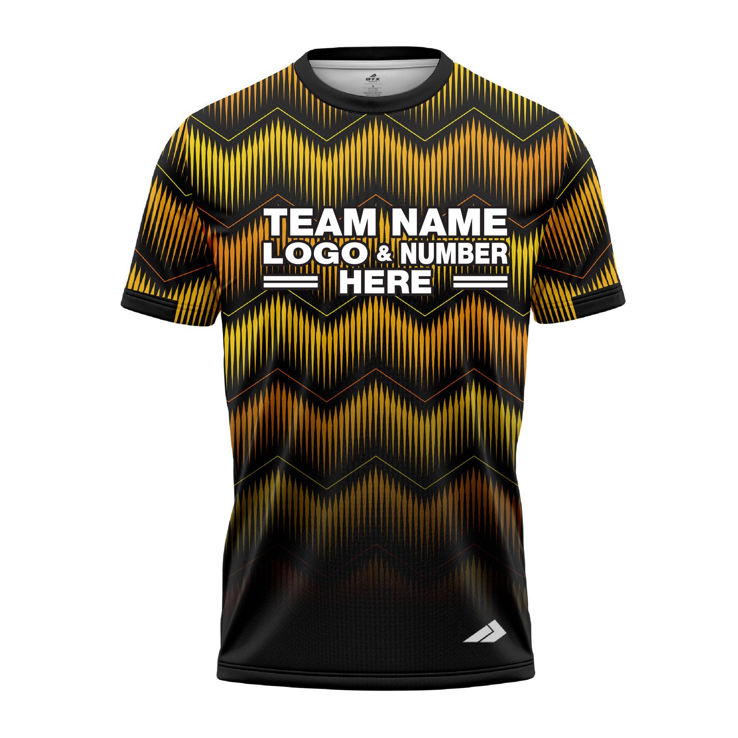 Custom Fully Sublimated Fushion Pattern Black Yellow Orange Performance Jersey 2749