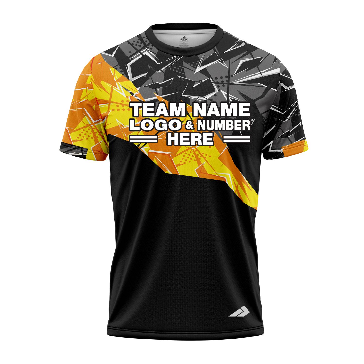 Custom Fully Sublimated Digital Concrete Pattern Black Yellow Performance Jersey 2777