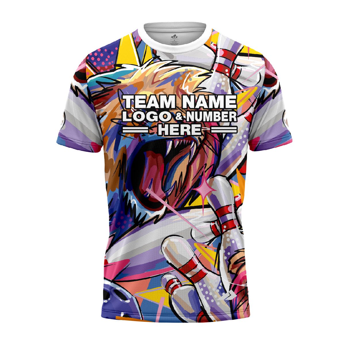 Custom Fully Sublimated Wild Lion Bowling  Pattern Performance Jersey 2784