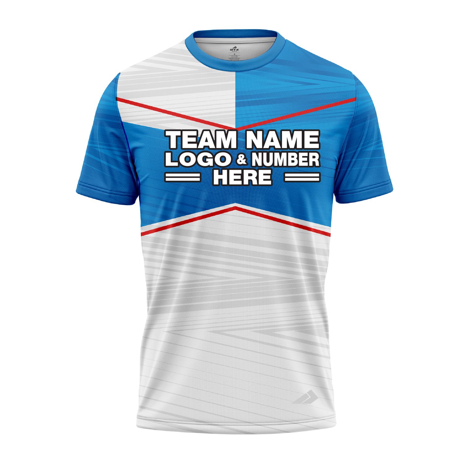 Custom Fully Sublimated Red Line Pattern SkyBlue White Performance Jersey 2931