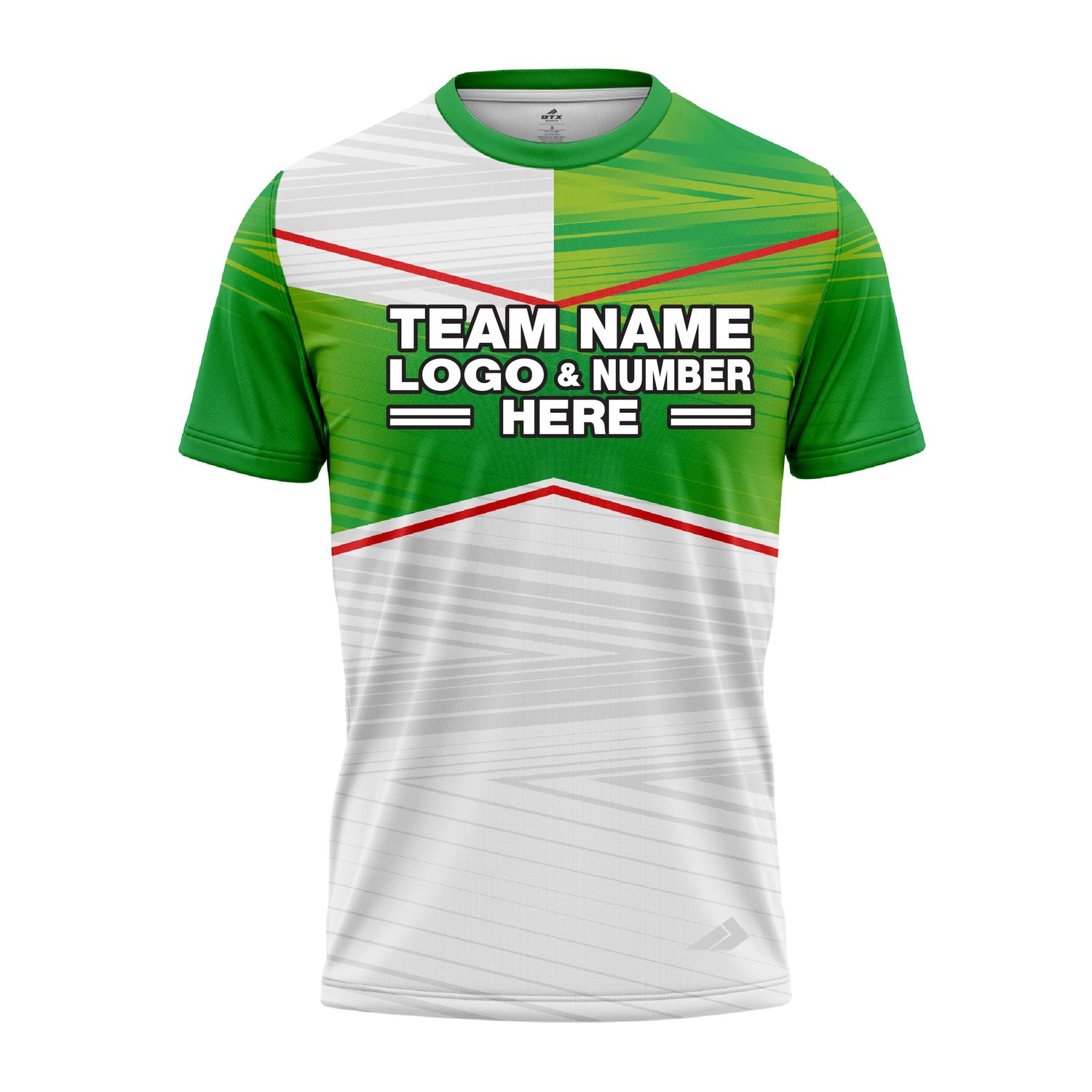 Custom Fully Sublimated Red Line Pattern Green White Performance Jersey 2938