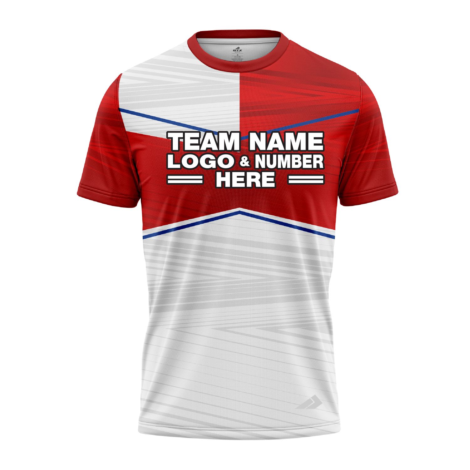 Custom Fully Sublimated Blue Line Pattern Red White Performance Jersey 2945